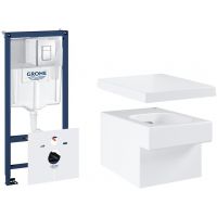 Grohe Cube Ceramic zestaw podtynkowy stelaż 5w1 z miską WC i deską wolnoopadającą (38827000, 3924500H, 39488000)