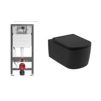 Zestaw Kludi Unifix stelaż podtynkowy i miska WC Resa S spłukiwanie wirowe z deską wolnoopadającą czarny mat (79300, 27WCSET39)