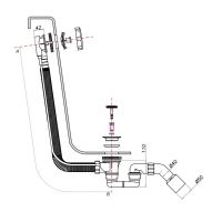 Omnires CGS syfon wannowy złoty TK104-PLUS-3.12+64-S