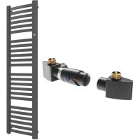 Zestaw Instal Projekt Retto grzejnik łazienkowy 143,6x41,2 cm z zestawem termostatycznym Z17 lewym grafit (RET40140C12, 606400002C12)