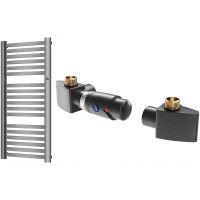 Zestaw Instal Projekt Retto grzejnik łazienkowy 107,2x54 cm z zestawem termostatycznym Z17 lewym grafit (RET50110C12, 606400002C12)