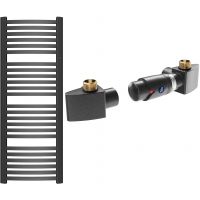 Zestaw Instal Projekt Retto grzejnik łazienkowy 143,6x54 cm z zestawem termostatycznym Z17 prawym grafit (RET50140C12, 606400001C12)