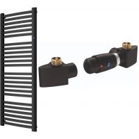 Zestaw Instal Projekt Retto grzejnik łazienkowy 143,6x54 cm z zestawem termostatycznym Z17 prawym czarny mat (RET50140C31, 606400001C31)