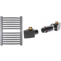 Zestaw Instal Projekt Retto grzejnik łazienkowy 70,8x54 cm z zestawem termostatycznym Z17 prawym grafit (RET5070C12, 606400001C12)