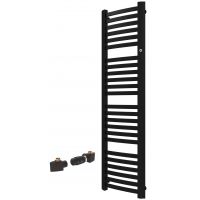 Zestaw Instal Projekt Retto grzejnik łazienkowy 143,6x41,2 cm z zestawem termostatycznym Z17 prawym czarny (RET40140C31, 606400001C31)