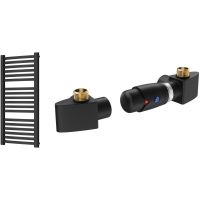 Zestaw Instal Projekt Retto grzejnik łazienkowy 107,2x54 cm z zaworem termostatycznym Z17 prawym czarny mat (RET50110C31, 606400001C31)