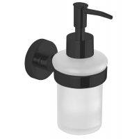 Aqualine Samba dozownik do mydła 150 ml ścienny czarny/szkło mleczne SB219