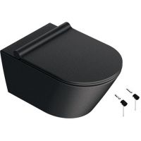 Zestaw Catalano Zero miska WC wisząca Newflush z deską wolnoopadającą czarny mat i zestawem montażowym (1VS55NRNS, 5SCSTPNS, 5KFST00)