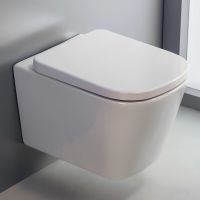 Zestaw Kronenbach Cube miska WC wisząca bez kołnierza z deską wolnoopadającą biały KB15500CU-Set