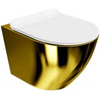 LaVita Sofi Slim Gold/White miska WC wisząca bez kołnierza z deską wolnoopadającą złoty/biały