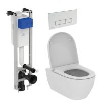 Zestaw Ideal Standard i.Life O combi-Pack miska WC z deską wolnoopadającą i stelaż podtynkowy z przyciskiem spłukującym chrom (E233267, T572501, R0121AA)