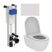 Zestaw Ideal Standard i.Life O combi-Pack miska WC z deską wolnoopadającą i stelaż podtynkowy z przyciskiem spłukującym białym (E233267, T572501, R0121AC)