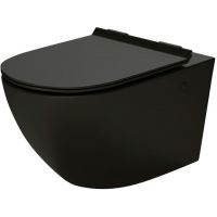 Massi Decos Rimless miska WC wisząca z deską wolnoopadającą czarny mat MSM-3673RIMSLIM-MB