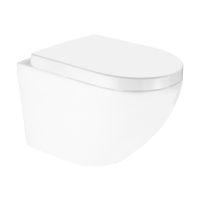 Zestaw Oltens Hamnes Kort Stille miska WC wisząca PureRim z powłoką SmartClean spłukiwanie wirowe z deską wolnoopadającą biały 42526000