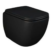 Rak Ceramics Feeling miska WC z deską wolnoopadającą wisząca bez kołnierza czarny mat METRFEEL5SET