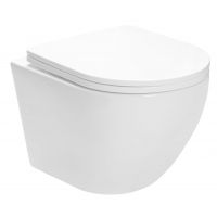 Rea Carlo Mini Rimless miska WC wisząca z deską wolnoopadającą biała REA-C6200