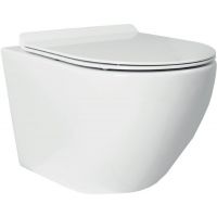 Rea Carlo Mini Rimless miska WC wisząca z deską wolnoopadającą Duroplast/SLIM/ZM N biały REA-C1256