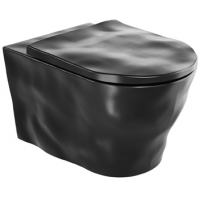 Sanindusa Magmma miska WC z deską wolnoopadającą wisząca bez kołnierza czarny mat 147034264