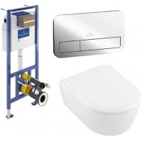 Zestaw Villeroy & Boch Avento miska WC z deską i stelaż z przyciskiem chrom (92099600, 5656R001, 9M87S101, 92249061)