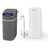 Zestaw USTM Grey Stacja uzdatniania wody z zestawem filtrującym z odwróconą osmozą Pearl z wylewką chrom (WS9LCDG, ROPEARLNEWSTYLE)