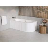 Zestaw Besco Avita wanna narożna 170x75 cm z ryflowaną obudową lewa biały (#WAV170NL, OAV170NSR)