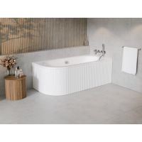 Zestaw Besco Avita wanna narożna 180x80 cm z ryflowaną obudową prawa biały (#WAV180NP, OAV180NSR)