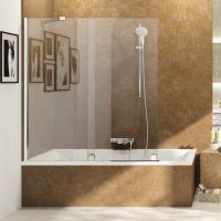 Huppe Xtensa parawan nawannowy 120 cm 1-częściowy lewy srebrny połysk/szkło przezroczyste XT0601069321