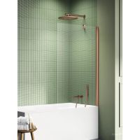 New Trendy New Soleo Copper Brushed parawan nawannowy 80 cm miedź szczotkowana/szkło przezroczyste P-0135