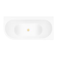 Zestaw Oltens Hulda wanna narożna 160x75 cm prostokątna z pokrywą korka biały połysk/złoty połysk (11002000, 09002800)