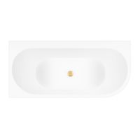 Zestaw Oltens Hulda wanna narożna 160x75 cm z pokrywą korka biały połysk/złoto szczotkowane (11003000, 09002810)