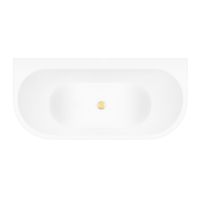 Zestaw Oltens Hulda wanna przyścienna 160x75 cm z pokrywą korka biały połysk/złoty połysk (12020000, 09002800)