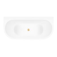 Zestaw Oltens Hulda wanna przyścienna 170x80 cm z pokrywą korka biały połysk/złoto szczotkowane (12021000, 09002810)