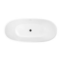 Zestaw Oltens Stora wanna wolnostojąca 170x78 cm owalna z pokrywą korka biały połysk/czarny mat (12001000, 09002300)