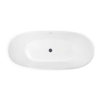 Zestaw Oltens Stora wanna wolnostojąca 170x78 cm owalna z pokrywą korka biały połysk/grafit (12001000, 09002400)