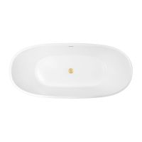 Zestaw Oltens Stora wanna wolnostojąca 170x78 cm owalna z pokrywą korka biały połysk/złoto szczotkowane (12001000, 09002810)