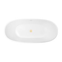 Zestaw Oltens Stora wanna wolnostojąca 170x78 cm owalna z pokrywą korka biały połysk/złoty połysk (12001000, 09002800)