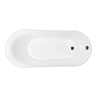 Zestaw Oltens Gocta wanna wolnostojąca 170x78 cm z pokrywą przelewu i pokrywą korka biały połysk/czarny mat (12003000, 09004300, 09002300)