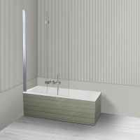 Oltens Langfoss Sela zestaw wanna prostokątna 140x70cm akrylowa biała z parawanem nawannowym 115 cm 2-częściowy chrom 18000000