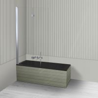 Oltens Langfoss Sela zestaw wanna prostokątna 140x70 cm akrylowa czarny mat z parawanem nawannowym 115 cm 2-częściowy chrom 18000300