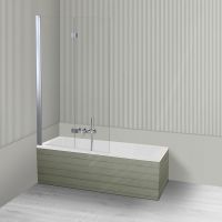 Oltens Langfoss Sela zestaw wanna prostokątna 150x70 cm akrylowa biała z parawanem nawannowym 115 cm 2-częściowy chrom 18001000