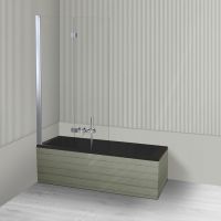 Oltens Langfoss Sela zestaw wanna prostokątna 150x70 cm akrylowa czarny mat z parawanem nawannowym 115 cm 2-częściowy chrom 18001300