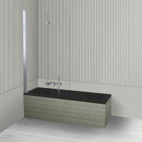 Oltens Langfoss Sela zestaw wanna prostokątna 160x70 cm akrylowa czarny mat z parawanem nawannowym 115 cm 2-częściowy chrom 18002300