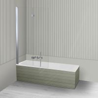 Oltens Langfoss Sela zestaw wanna prostokątna 170x70 cm akrylowa biała z parawanem nawannowym 115 cm 2-częściowy chrom 18003000