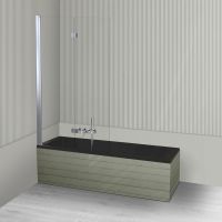 Oltens Langfoss Sela zestaw wanna prostokątna 170x70 cm akrylowa czarny mat z parawanem nawannowym 115 cm 2-częściowy chrom 18003300