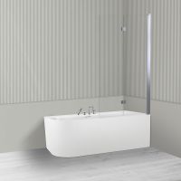 Oltens Hulda Sela zestaw wanna wolnostojąca narożna 160x75 cm akrylowa prawa biała z parawanem nawannowym 115 cm 2-częściowy chrom 18007000