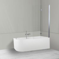 Oltens Hulda Sela zestaw wanna wolnostojąca narożna 170x80 cm akrylowa prawa biała z parawanem nawannowym 115 cm 2-częściowy chrom 18009000