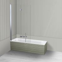 Oltens Lykke Sela zestaw wanna prostokątna 150x70 cm akrylowa biała z parawanem nawannowym 115 cm 2-częściowy chrom 18010000