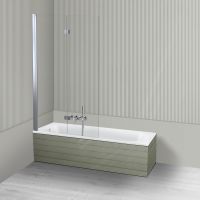 Oltens Lykke Sela zestaw wanna prostokątna 160x70 cm akrylowa biała z parawanem nawannowym 115 cm 2-częściowy chrom 18011000