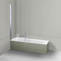 Oltens Lykke Sela zestaw wanna prostokątna 170x70 cm akrylowa biała z parawanem nawannowym 115 cm 2-częściowy chrom 18012000