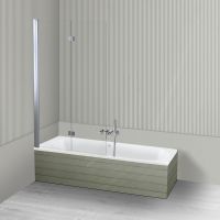 Oltens Lykke Sela zestaw wanna prostokątna 180x80 cm akrylowa biała z parawanem nawannowym 115 cm 2-częściowy chrom 18015000